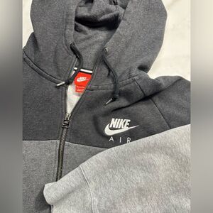 Vintage Nike full zip hoodie in black, charcoal and gray, men's XL